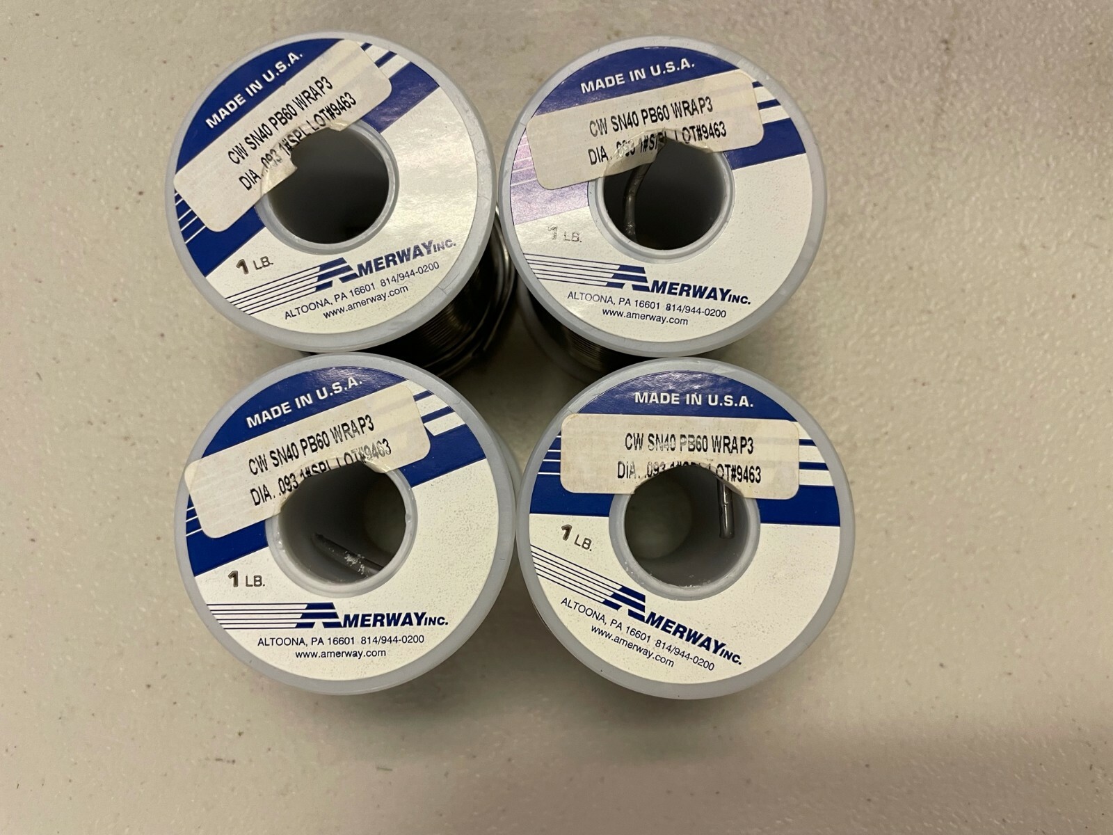 Solder Wire SN40 PB60 WRAP3 – DIA .093″ – Electronic – 4 LBS