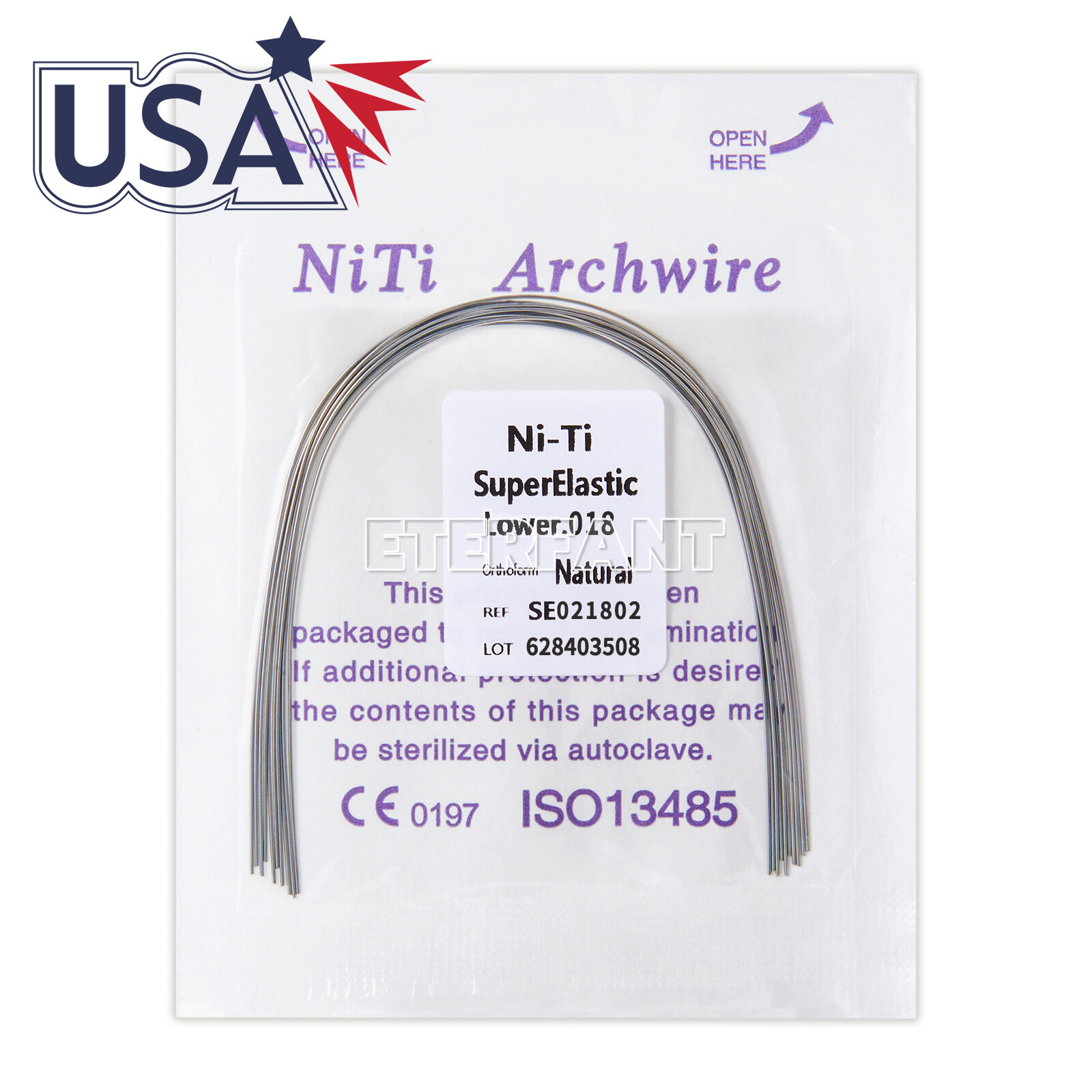 Dental Ortho Stainless Steel/NIti Super Elastic Arch Wires Round Ovoid Natural