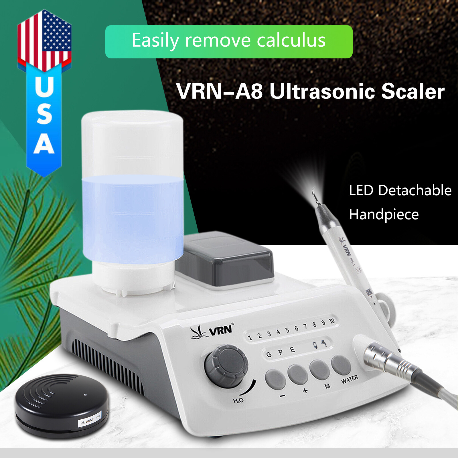 Upgrated Dental Ultrasonic Scaler fit EMS + LED Handpiece+Tips+Bottle VRN-A8