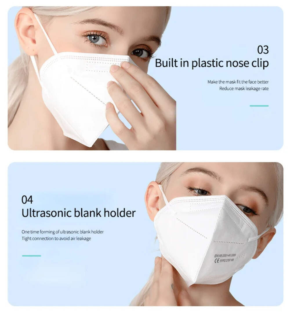 FFP2 KN95 Face Masks 10-200 Pack 5-Layer Filter Adult Protective Masks CE