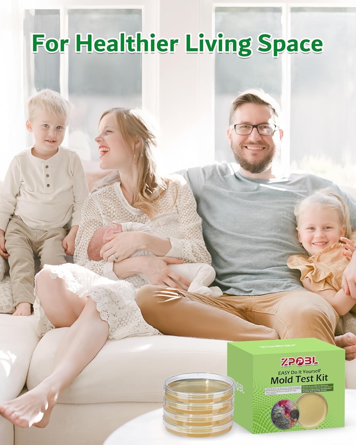Mold Test Kit for Home, 4 Detection Tests for HVAC, Surfaces & Indoor Air Qualit