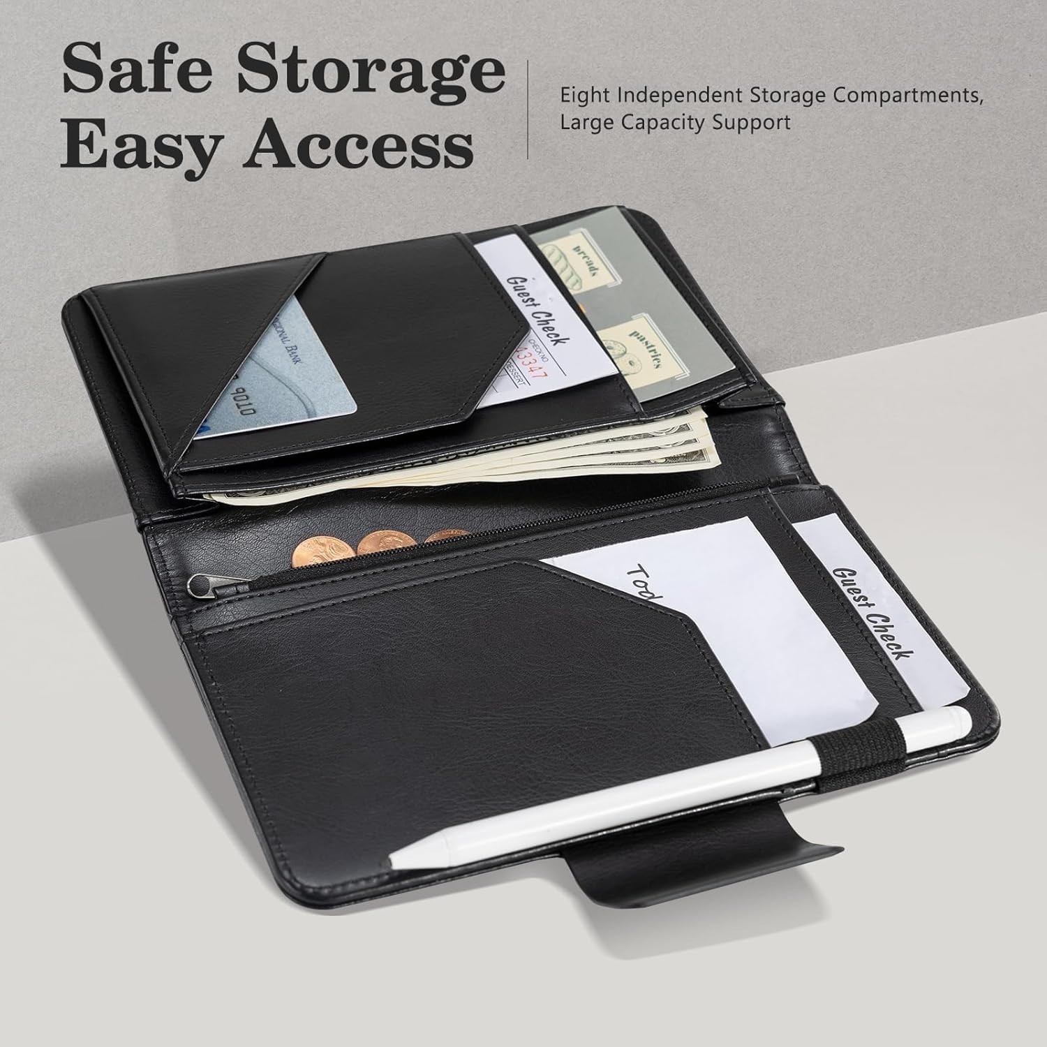 Server Book – 5.12″ x 7.91″ Waiter Wallet Organizer in Genuine Leather, with …