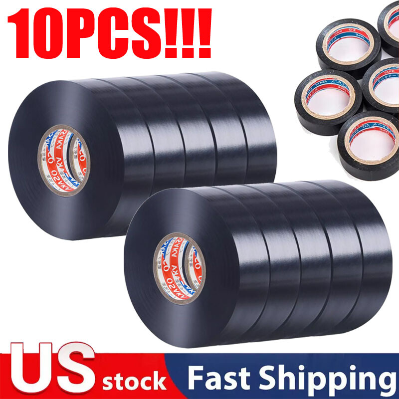Electrical Tape Wiring Harness wire (10-Pack, Black, 1.5in x 6M) auto truck