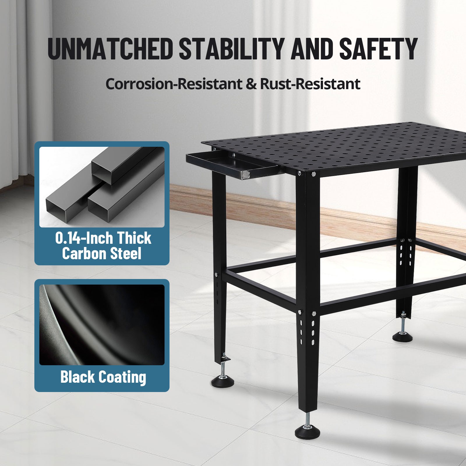 36″ x 24″ Welding Table Steel Frame Portable Garage Work Bench Table Top 1500LBS