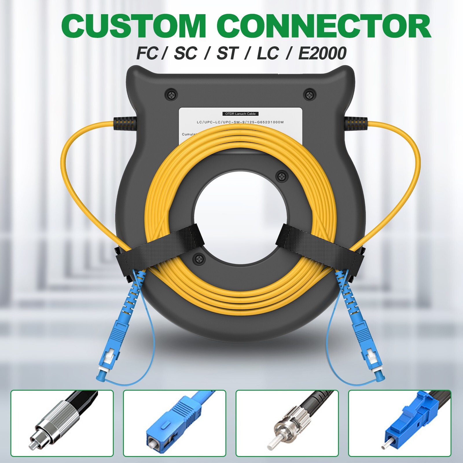 OTDR Launch Cable Box ,1000M Singlemode SC/UPC-SC/UPC Connectors for Fiber Rings