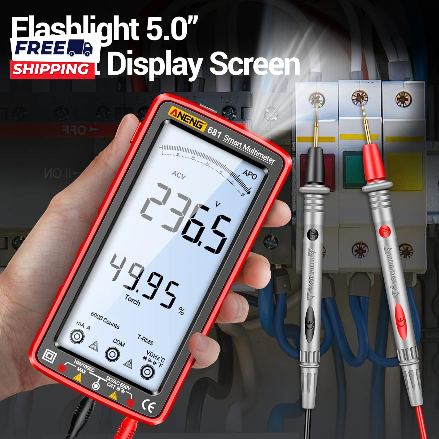 Digital Multimeter Tester Auto-Ranging TRMS 6000 Counts Voltmeter Smart Recharge