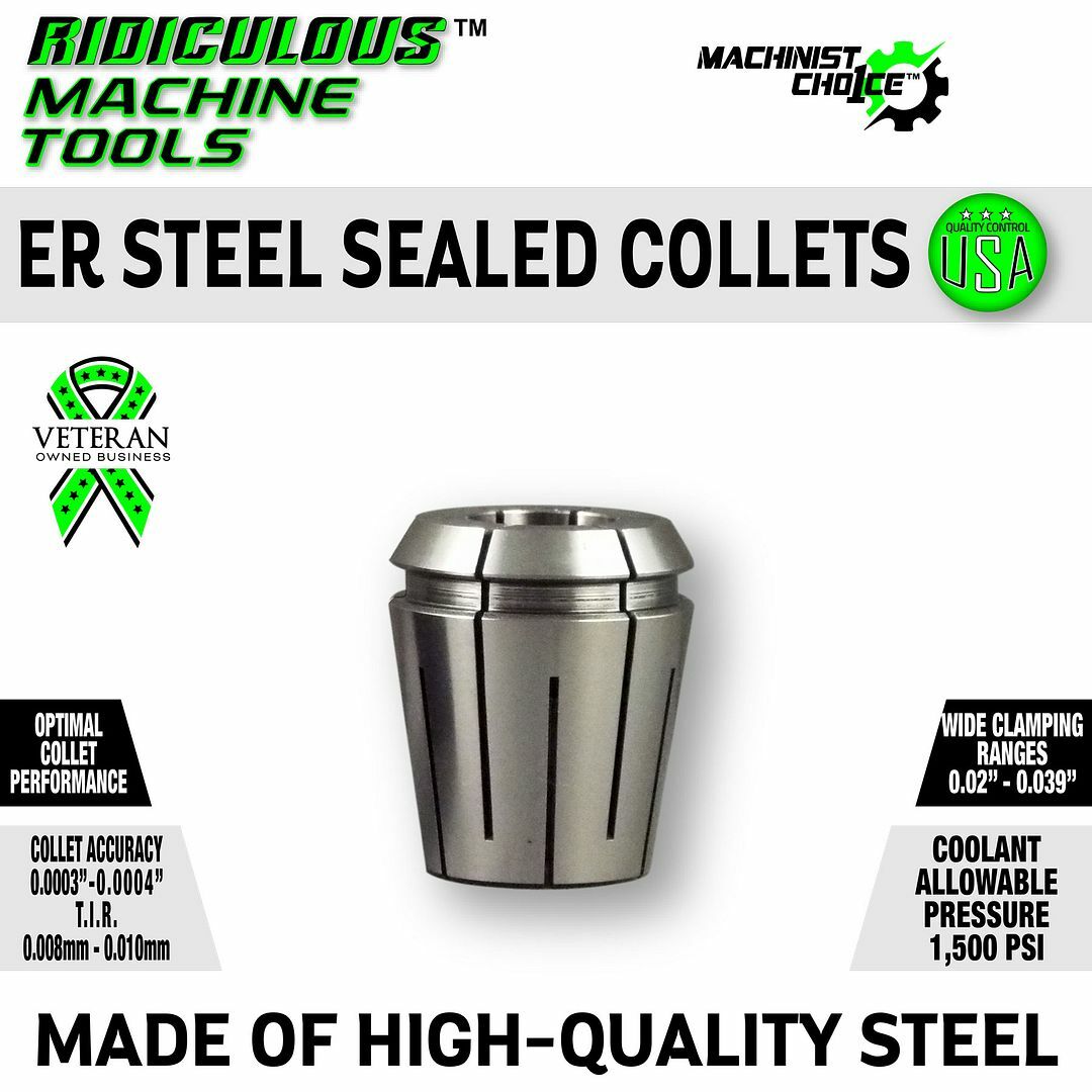 ER 16 METRIC STEEL SEALED Spring Collet 10.0MM (0.0003 Accuracy)