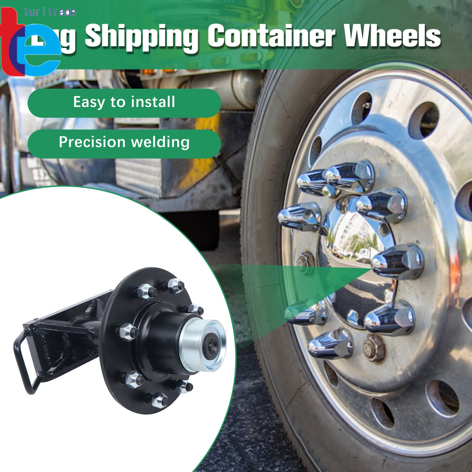 Bolt-On Spindle Kit Shipping Container Wheels with Handle 8×6.5 Lug