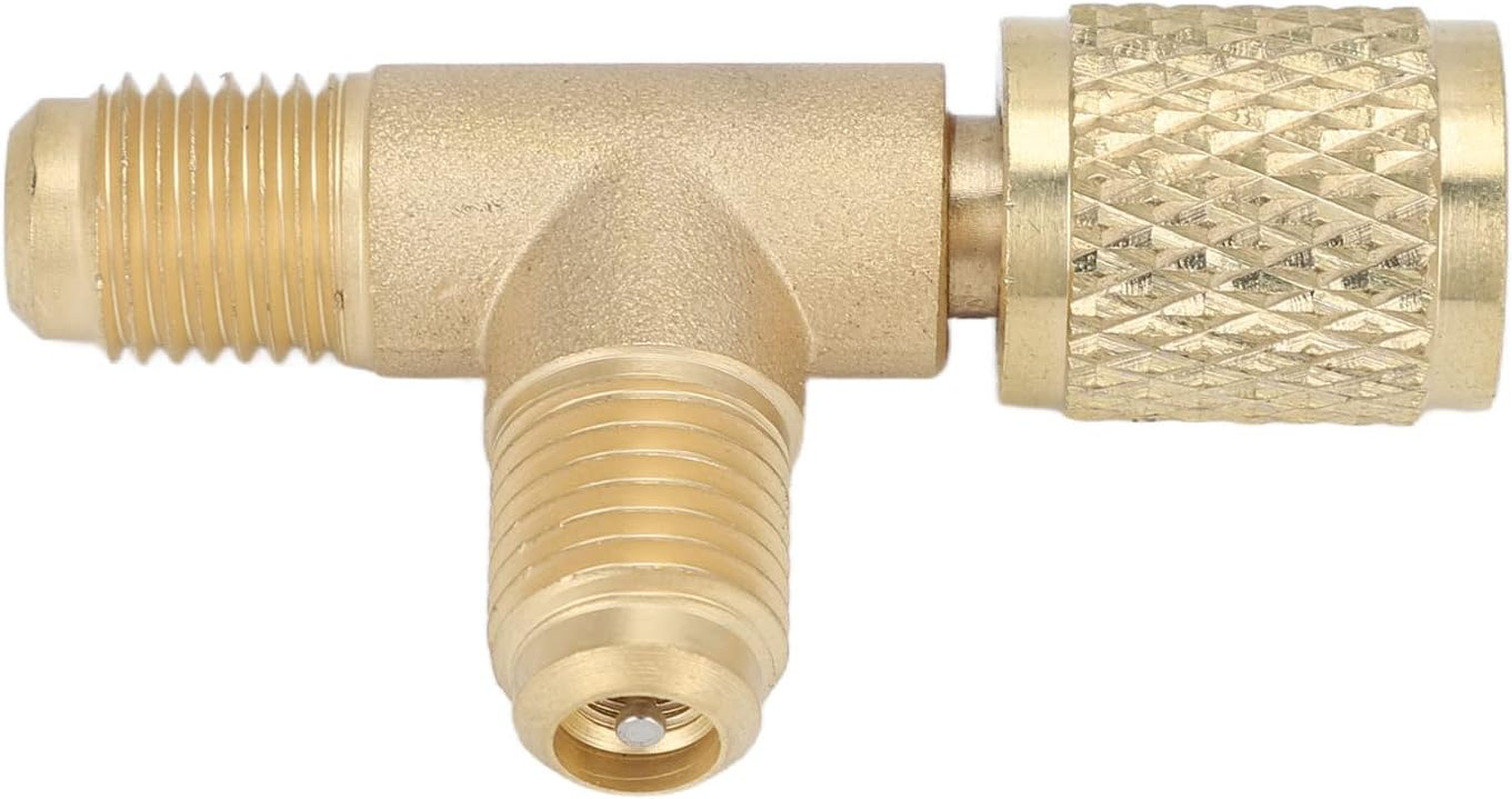 Quick Coupler Access Tee 1/4 inch HAVC Vacuum Adapter with Valve Core Brass /