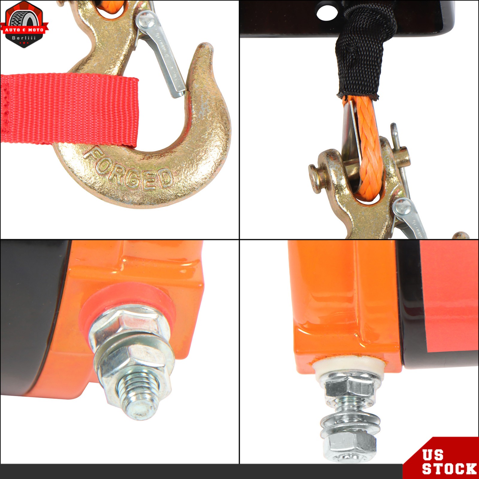 2500lb Electric Winch 50 ft Synthetic Rope 12V DC with Wireless / Wired Remote