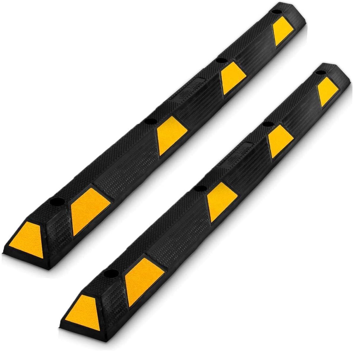2 Pack Curb Parking Garage Floor Stopper 72″ Heavy Duty Rubber Parking Curb