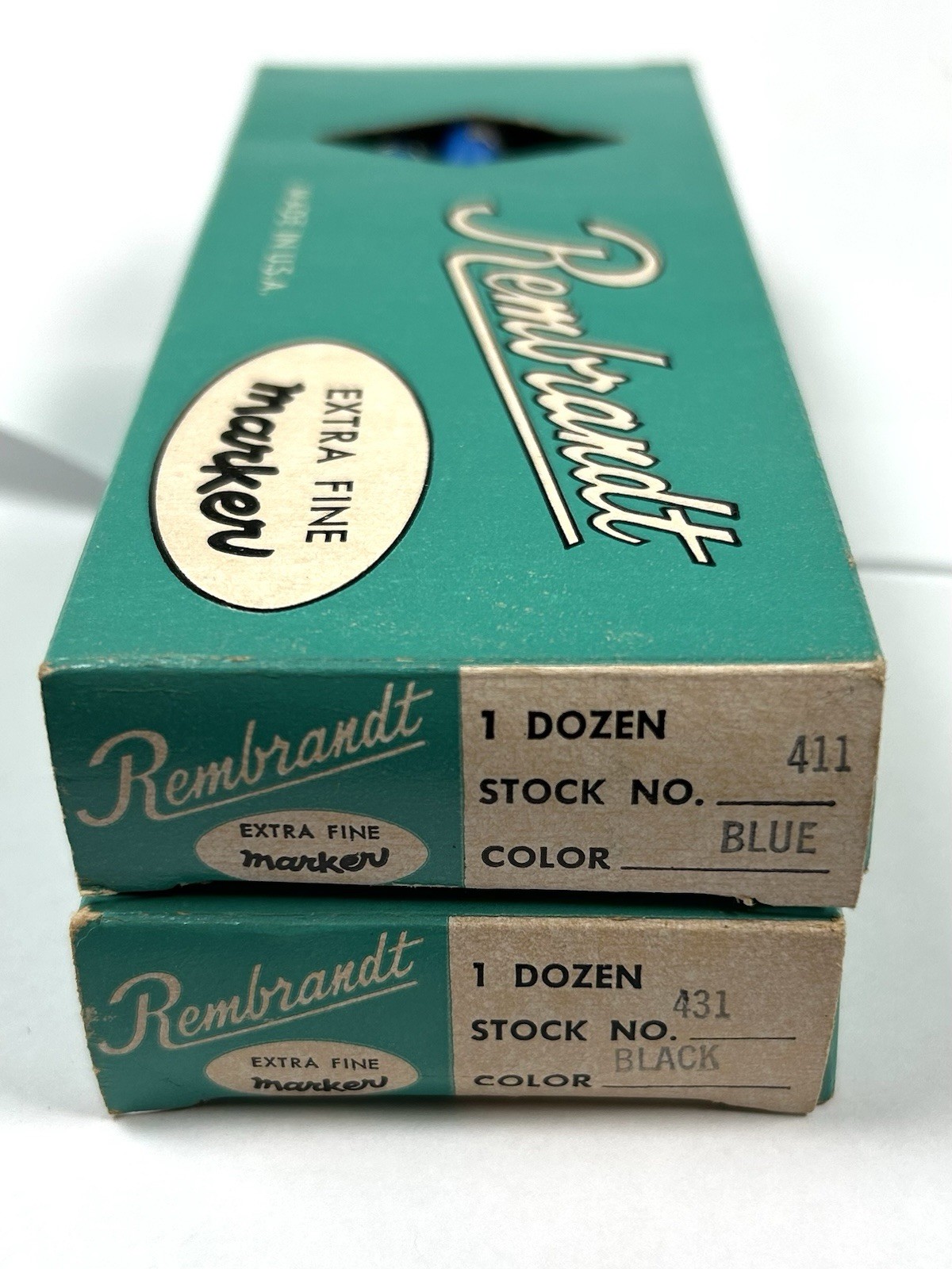 Vintage Rembrandt Extra Fine Marker Lot 13 Blue & Black w/ Original Boxes RARE