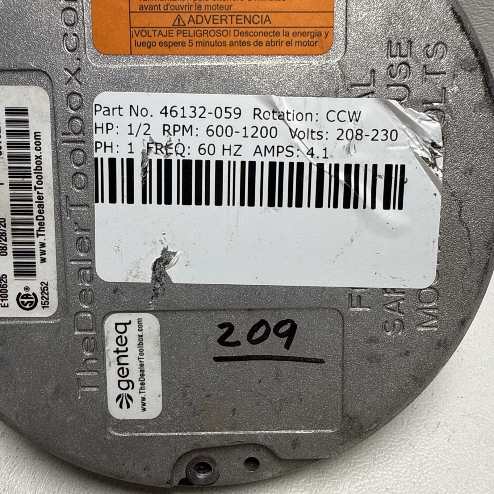 Genteq Endura FM19 module 1/2 HP Rotation CCW Part #46132-059