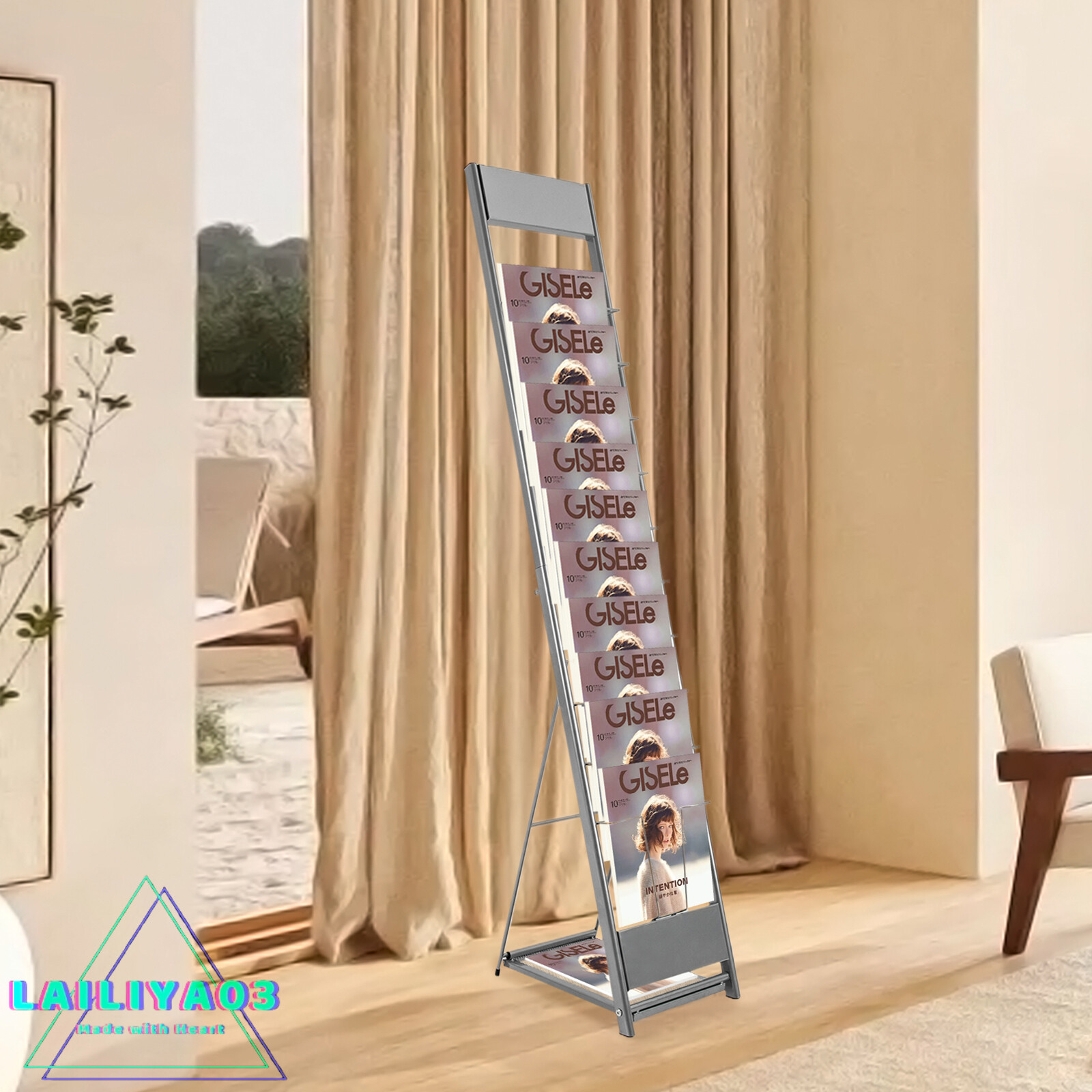 10Tier Floor Standing Literature Rack Brochure Magazine Display Holder Stand