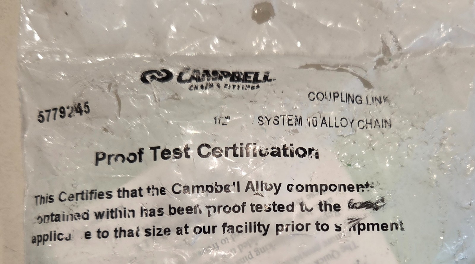 NEW CAMPBELL CHAIN 5779245 1/2″ COUPLING LINK 30,000 LB