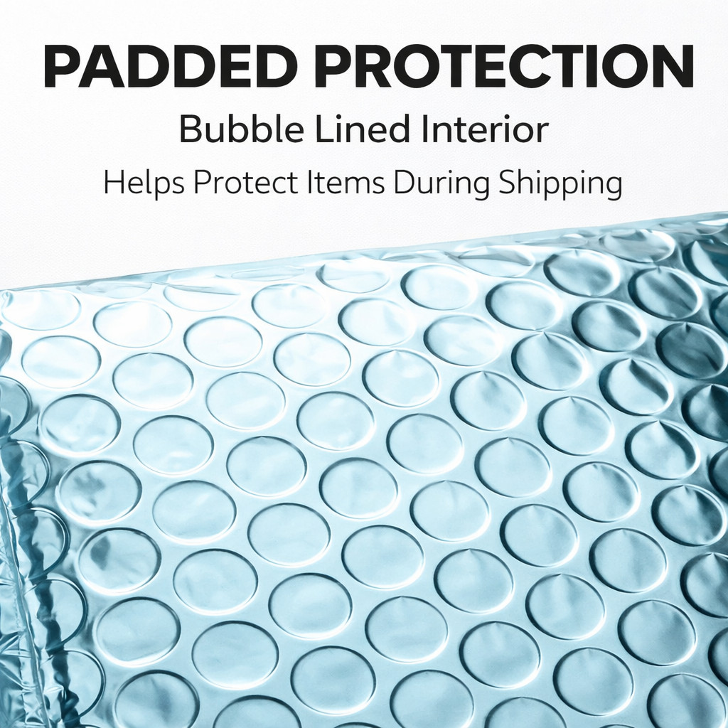 Metallic Ice Blue Bubble Mailers Self Seal Padded Shipping Envelopes