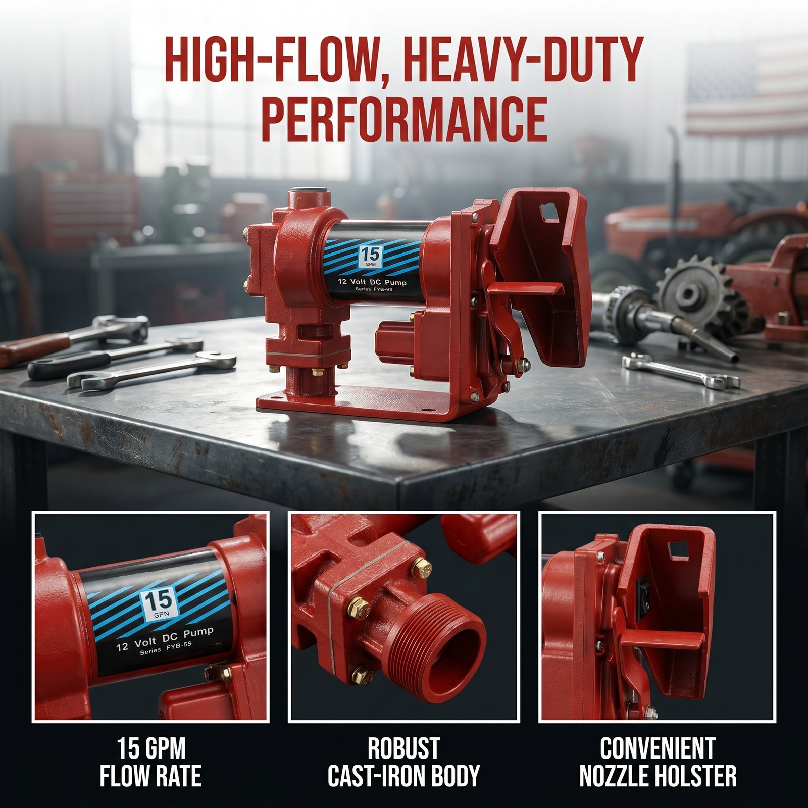 Fuel Transfer Pump 15GPM High Flow 2V 15GPM multi-fuel pump Heavy Duty