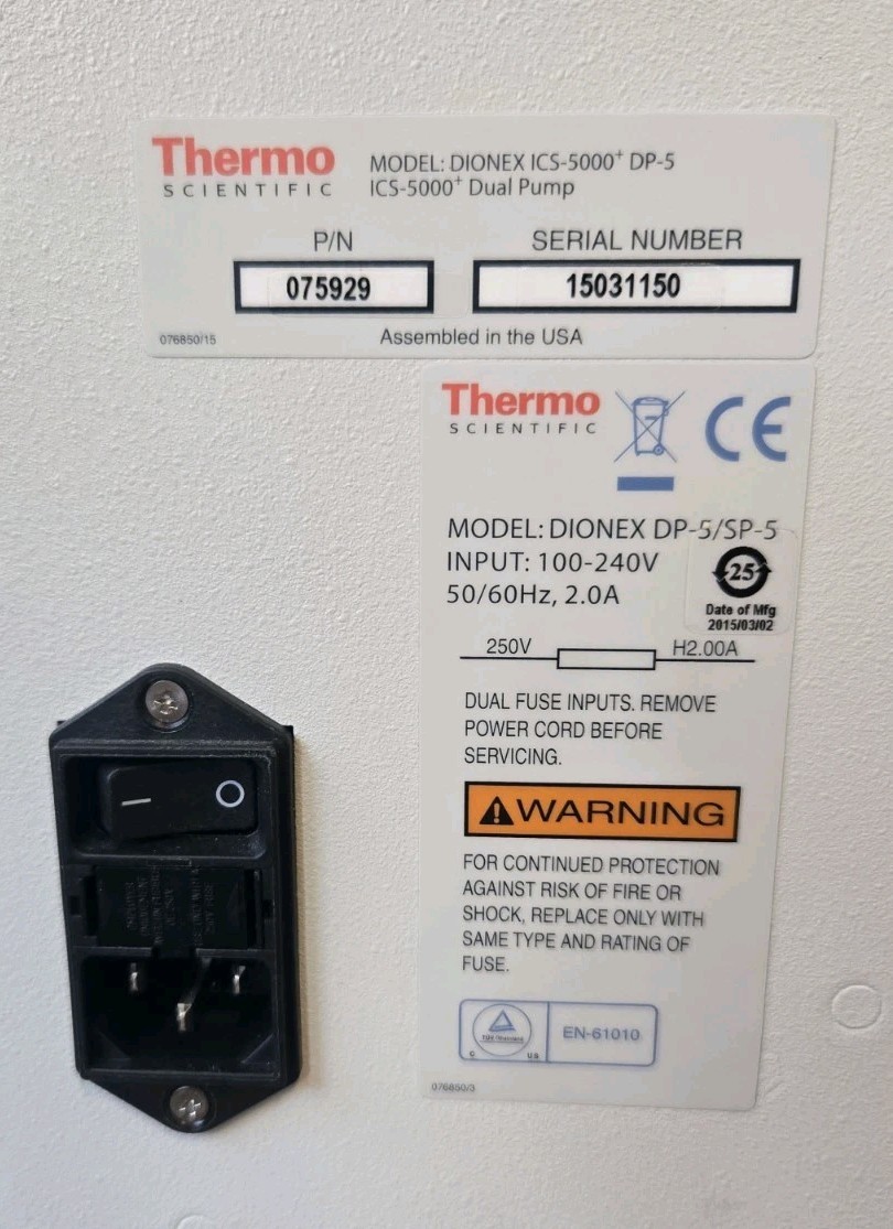 Thermo Scientific Dionex ICS 5000+ DP Dual Pump ION Chromatography DP-5/SP-5
