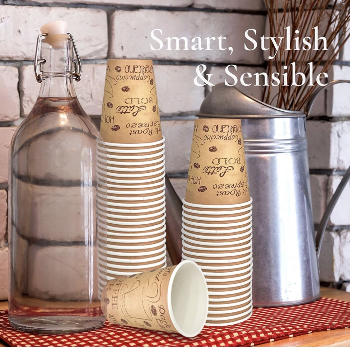 12 oz Disposable Paper Coffee Cafe Cups & Plastic Dome Lids with Hole BPA FREE