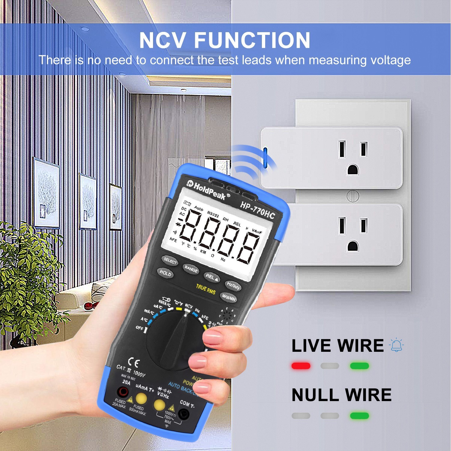 Digital Multimeter True RMS NCV Auto Range Fehlbedienungssperre 6000 Counts