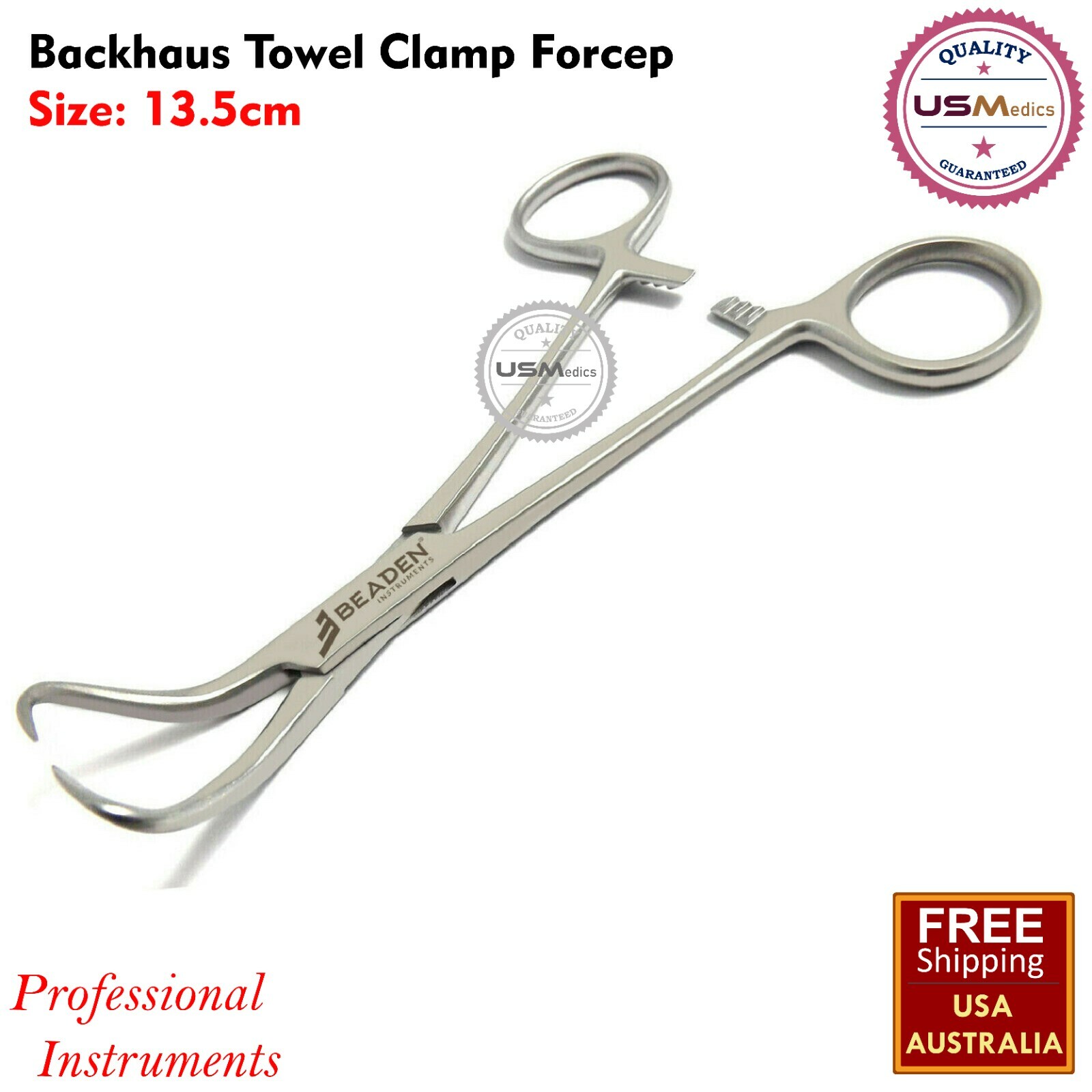Backhaus Towel Clamp Forceps 13.5cm Tissue Forceps Surgical Veterinary BEADEN®