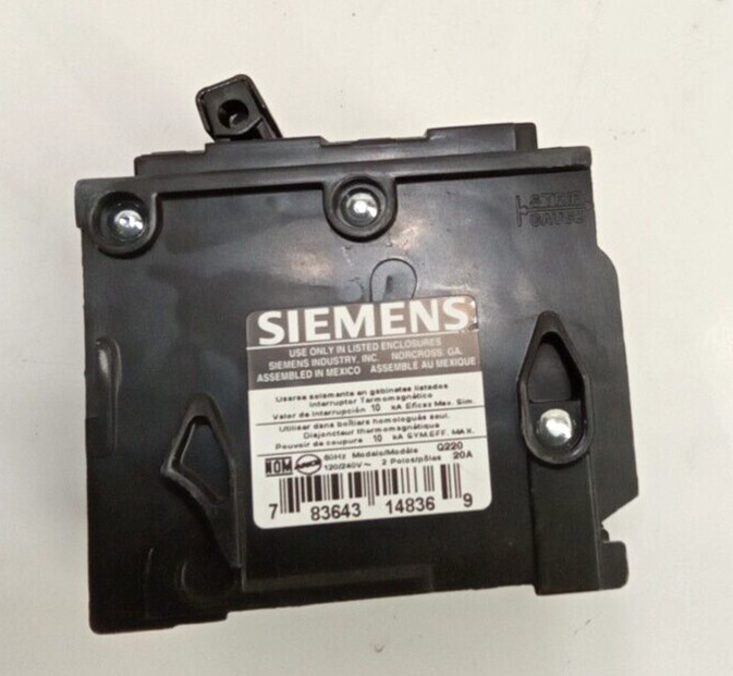 Siemens Q220 Circuit Breaker 20A 2-Pole 120/240VAc 60Hz Type QP Common Trip 6pk