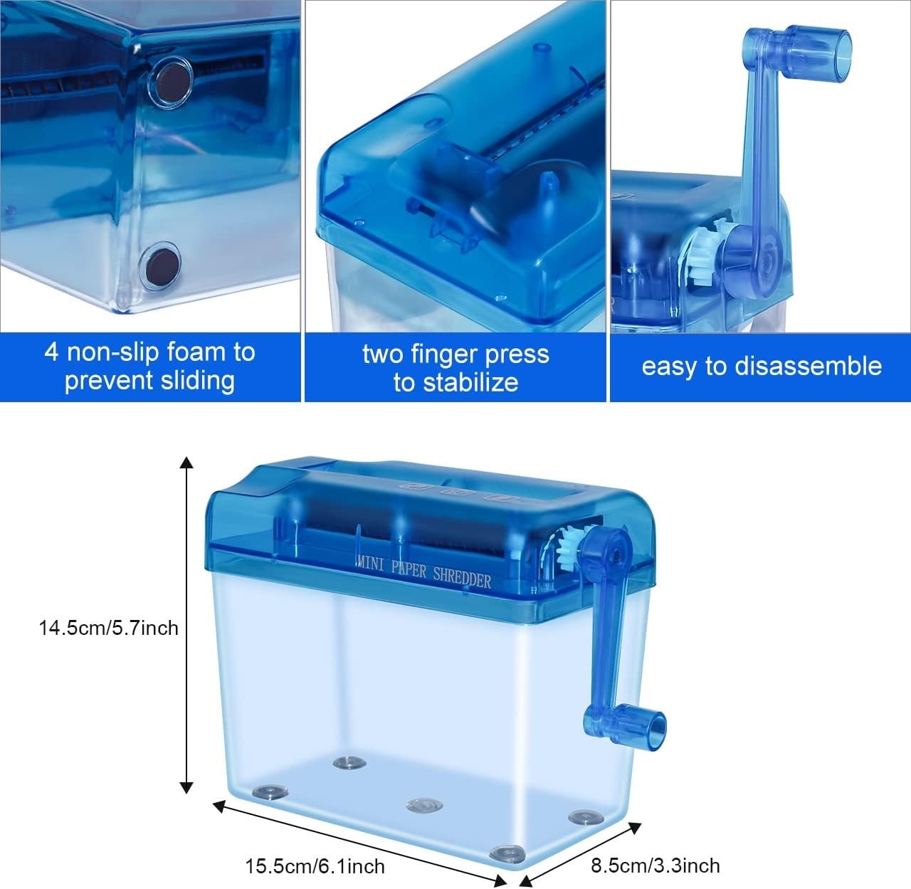 Compact Hand-Powered Paper Shredder – Safe Mini Shredding for Home & Office