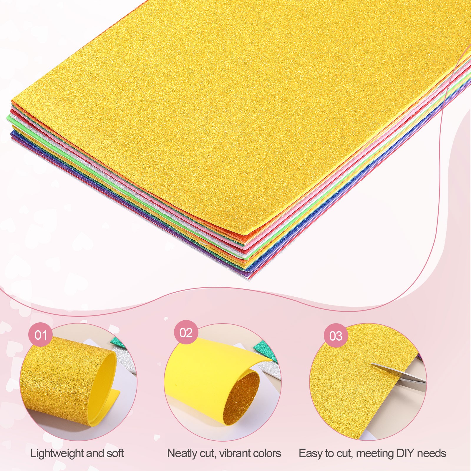 15 Sheets Red Shiny Foam Sheets 8″x12″ EVA Foam Sheets for DIY Craft