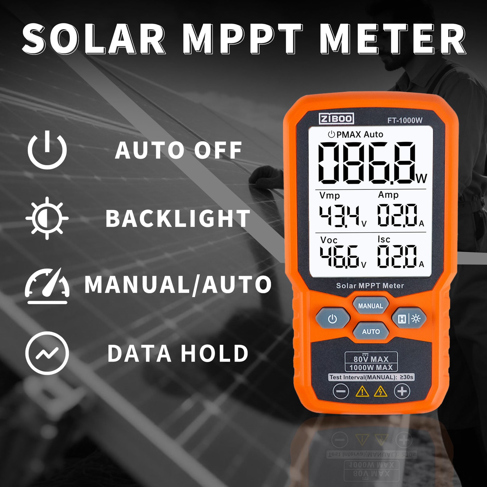 UNI-T UT673PV Solar MPPT Meter Handheld Automatic Measurement Solar Detector