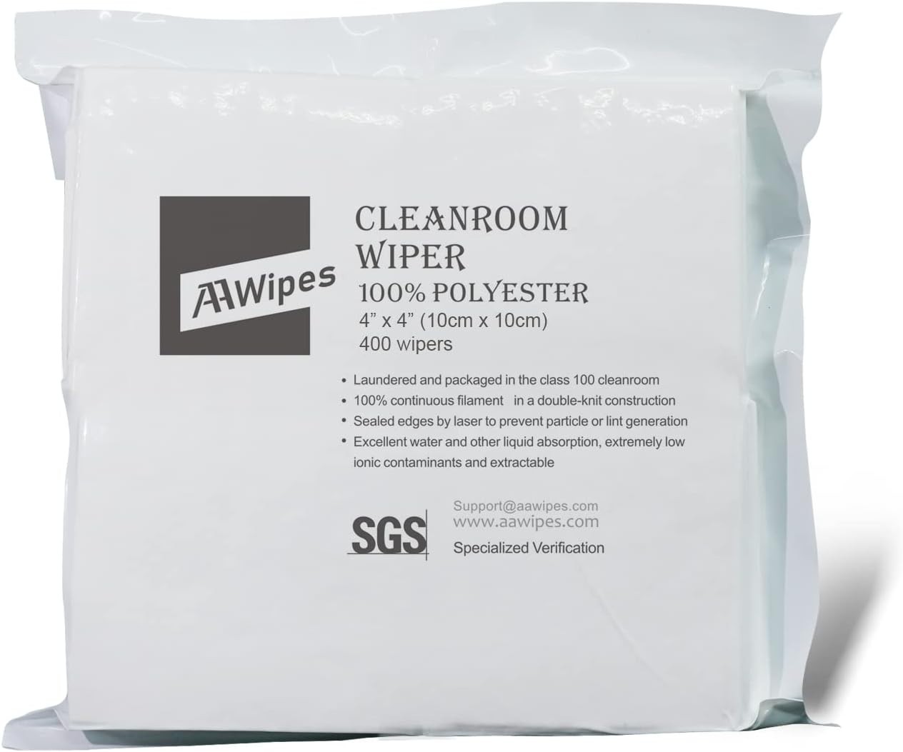 400 Count Lint-Free 4″x4″ Ultra-Soft Polyester Cleanroom Wipes for Electronics