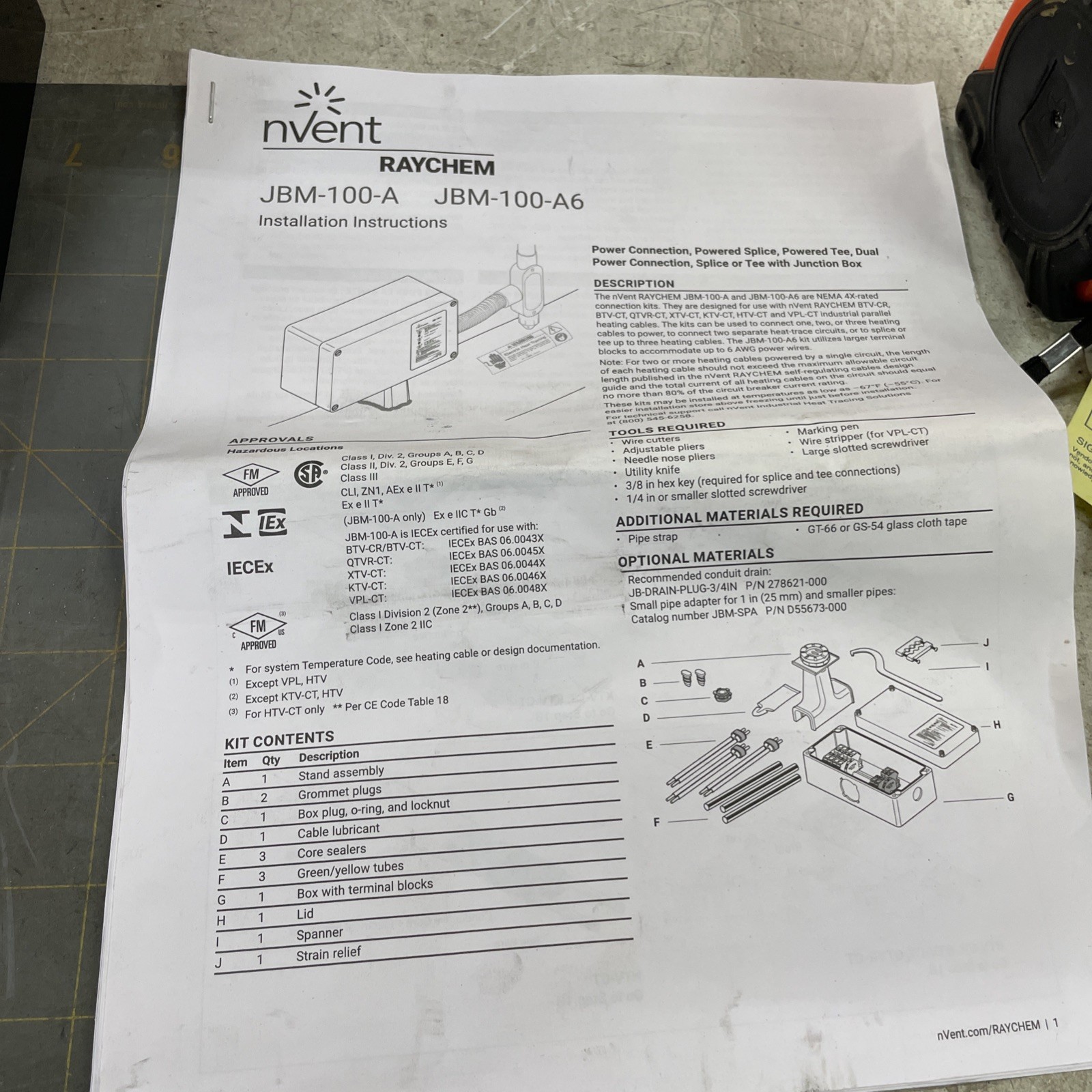 nVent Raychem Power Connection Kit JBM-100-A For Heating Cables BTV-CR VPL-CT