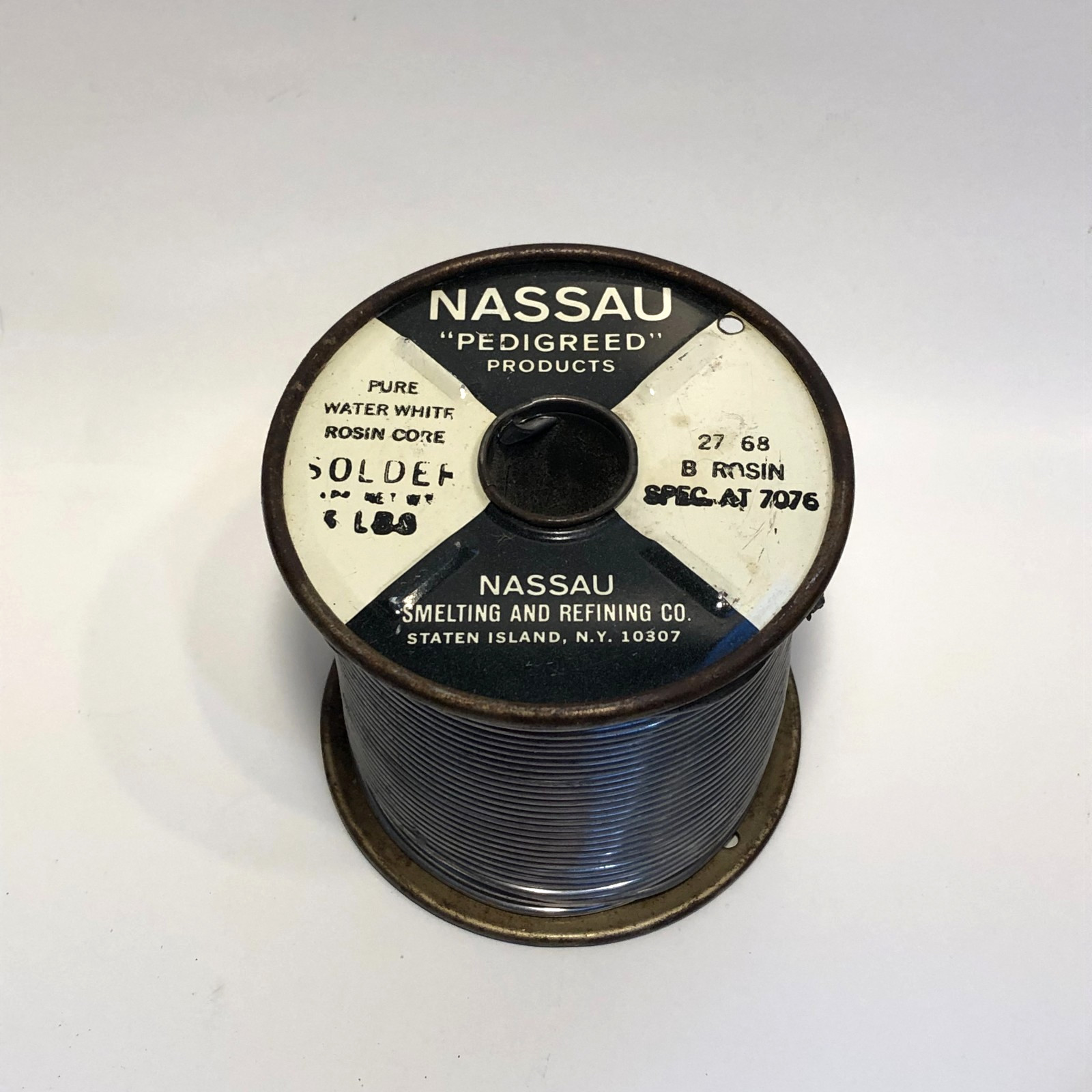 4lb 10oz Spool Nassau Western Electric Solder AT 7076 Pure Rosin Water White