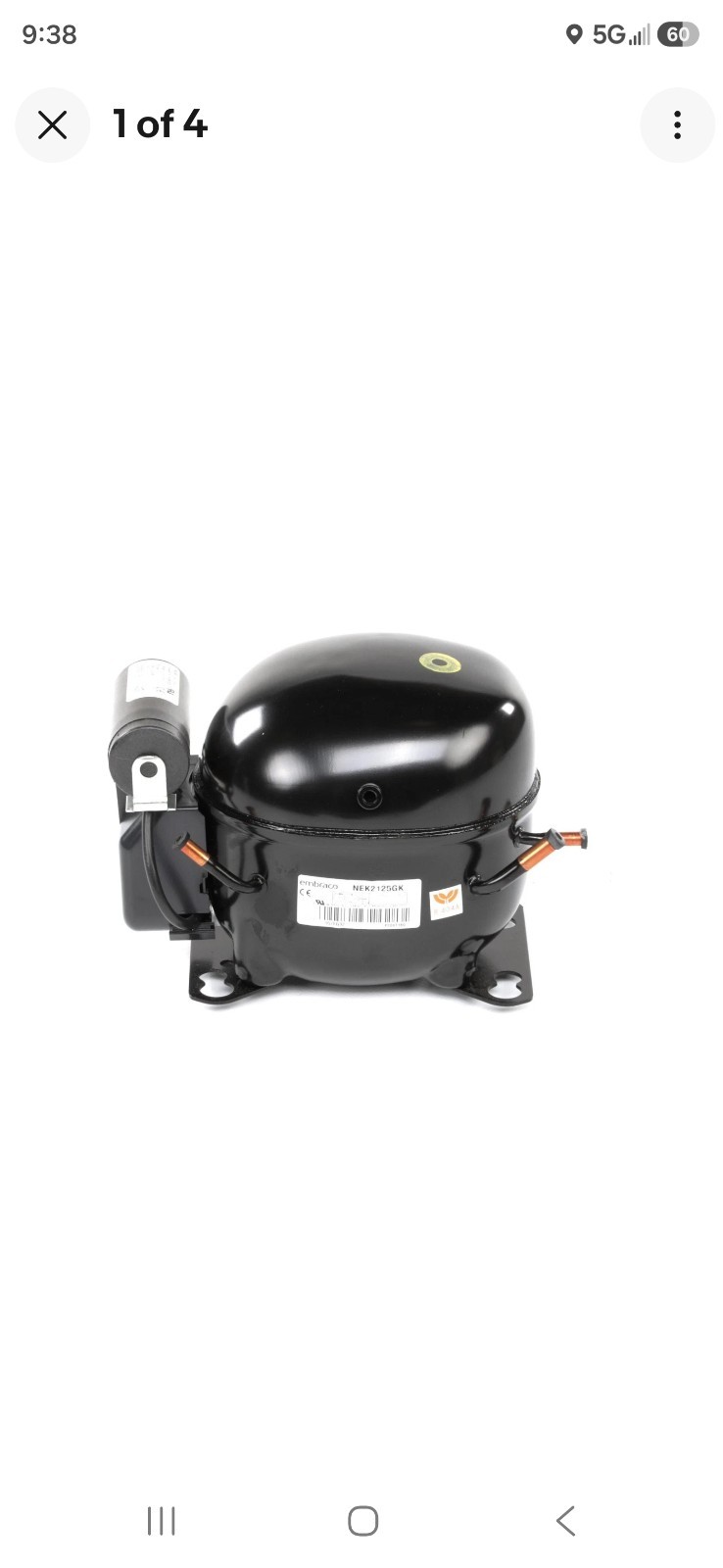 Glastender Compressor, R404A, 115V, Embraco, Nek2125Gk 07000796 – Genuine OEM