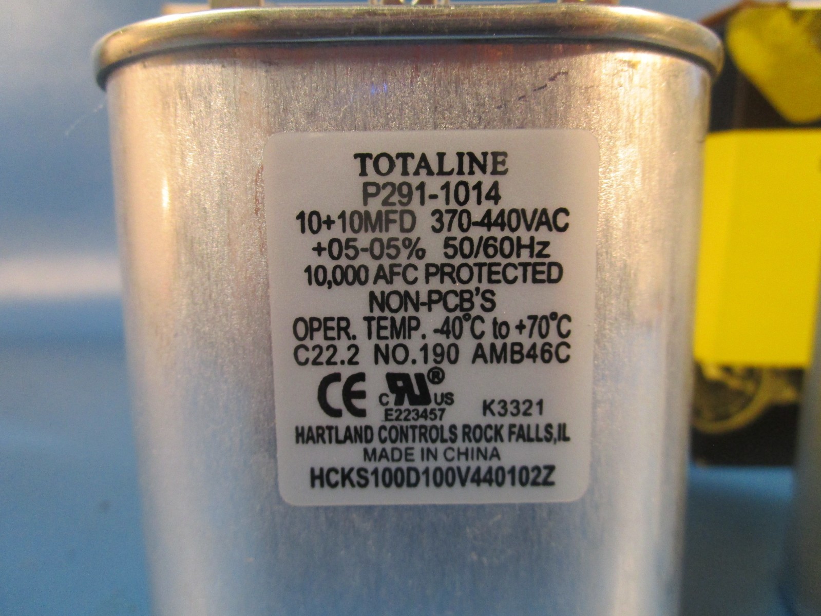 LOT OF 2 Totaline P291-1014, HVAC Capacitor, Run, Oval, 440 Volt, 10 MFD
