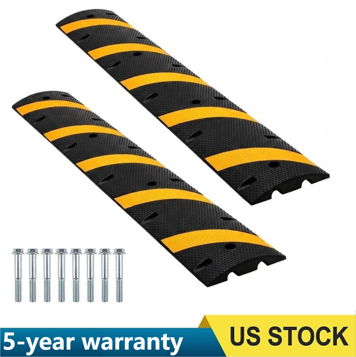 2 Pack of Rubber Speed Bumps 6 ft Heavy Duty for Driveway Parking 25000 LBS Load