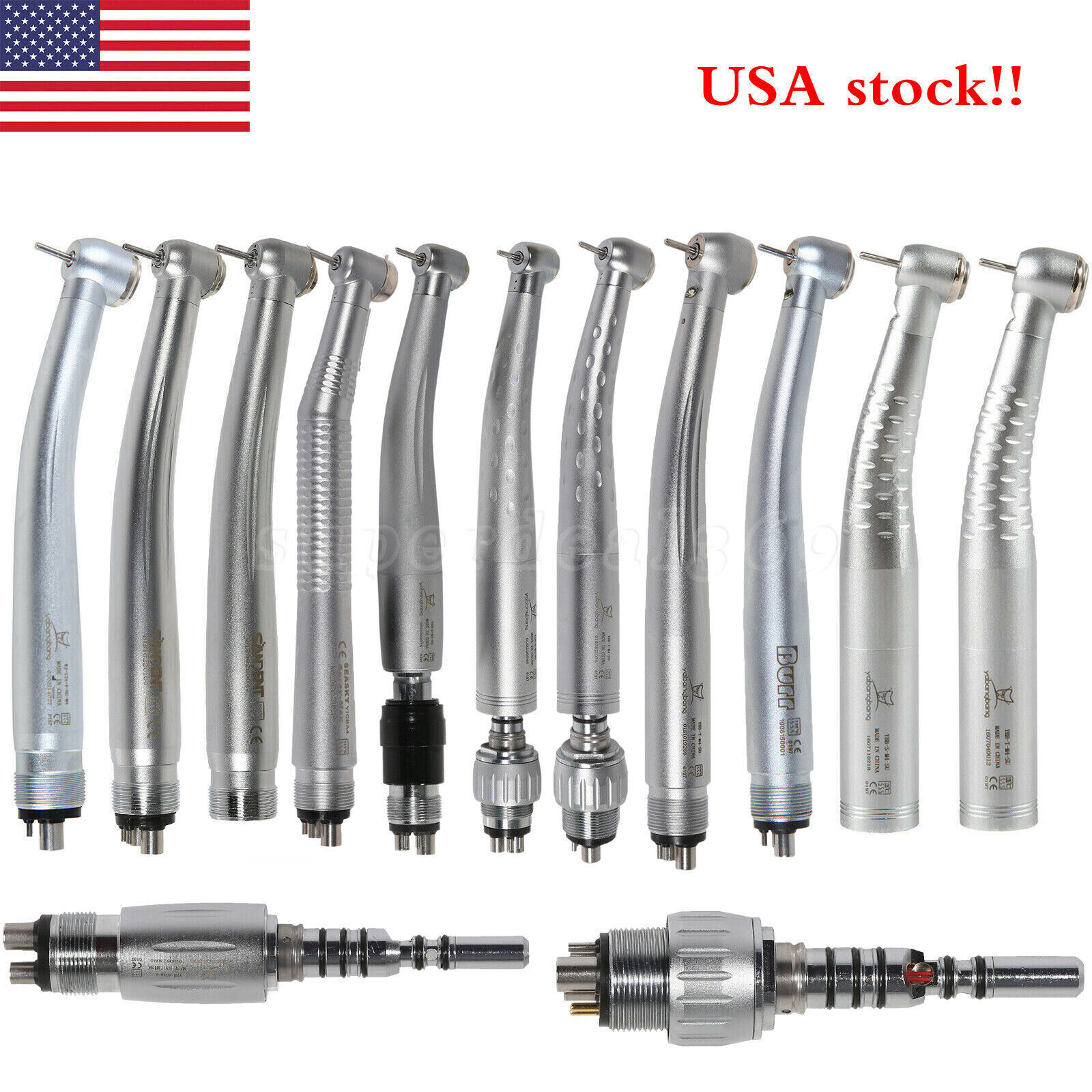 Dental High Speed/LED Fiber Optic/E-generator Handpiece 2/4/6H Coupler F/ NSK to