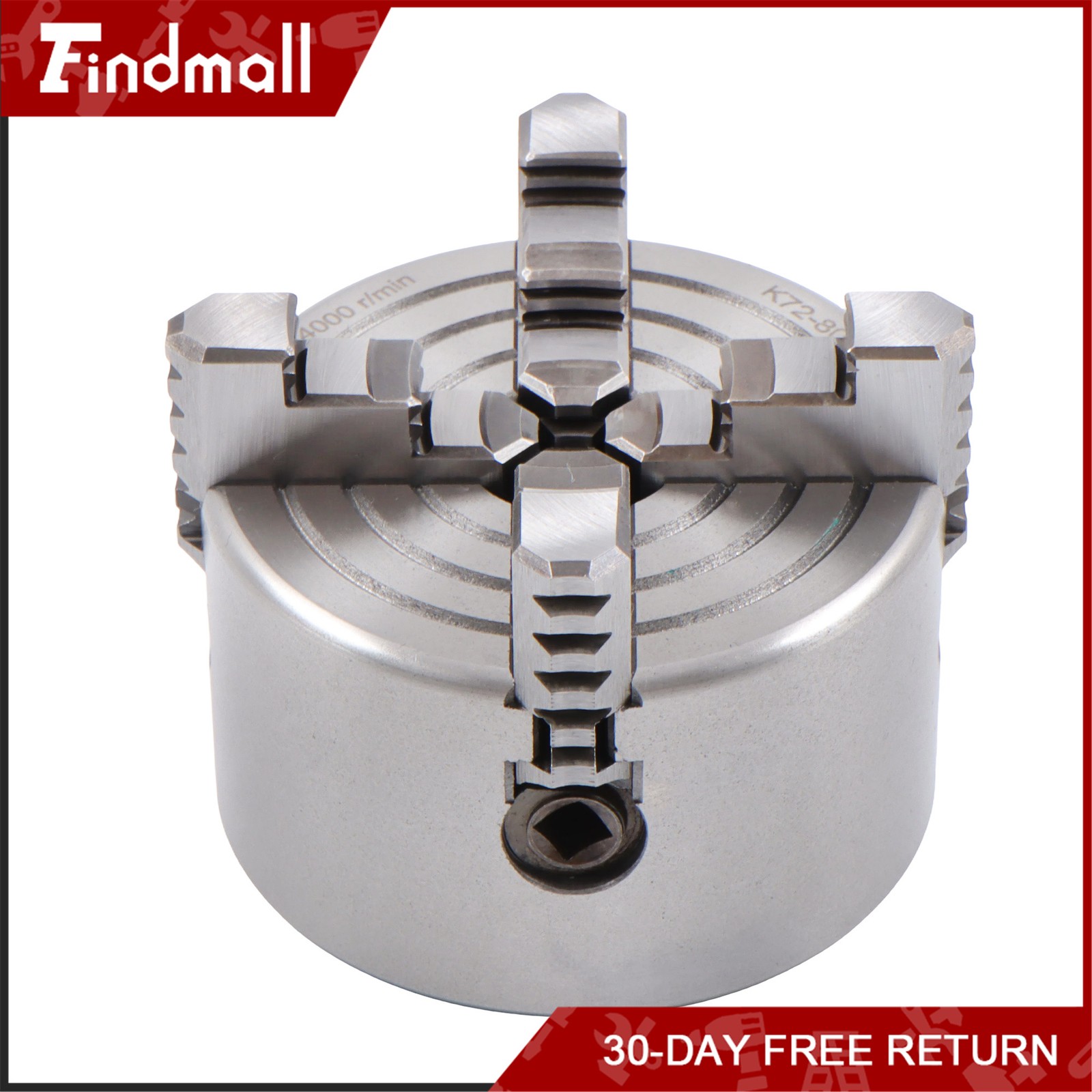 Findmall K72-80 4 Jaw Chuck 3″ 80mm Independent Metal Lathe Chuck