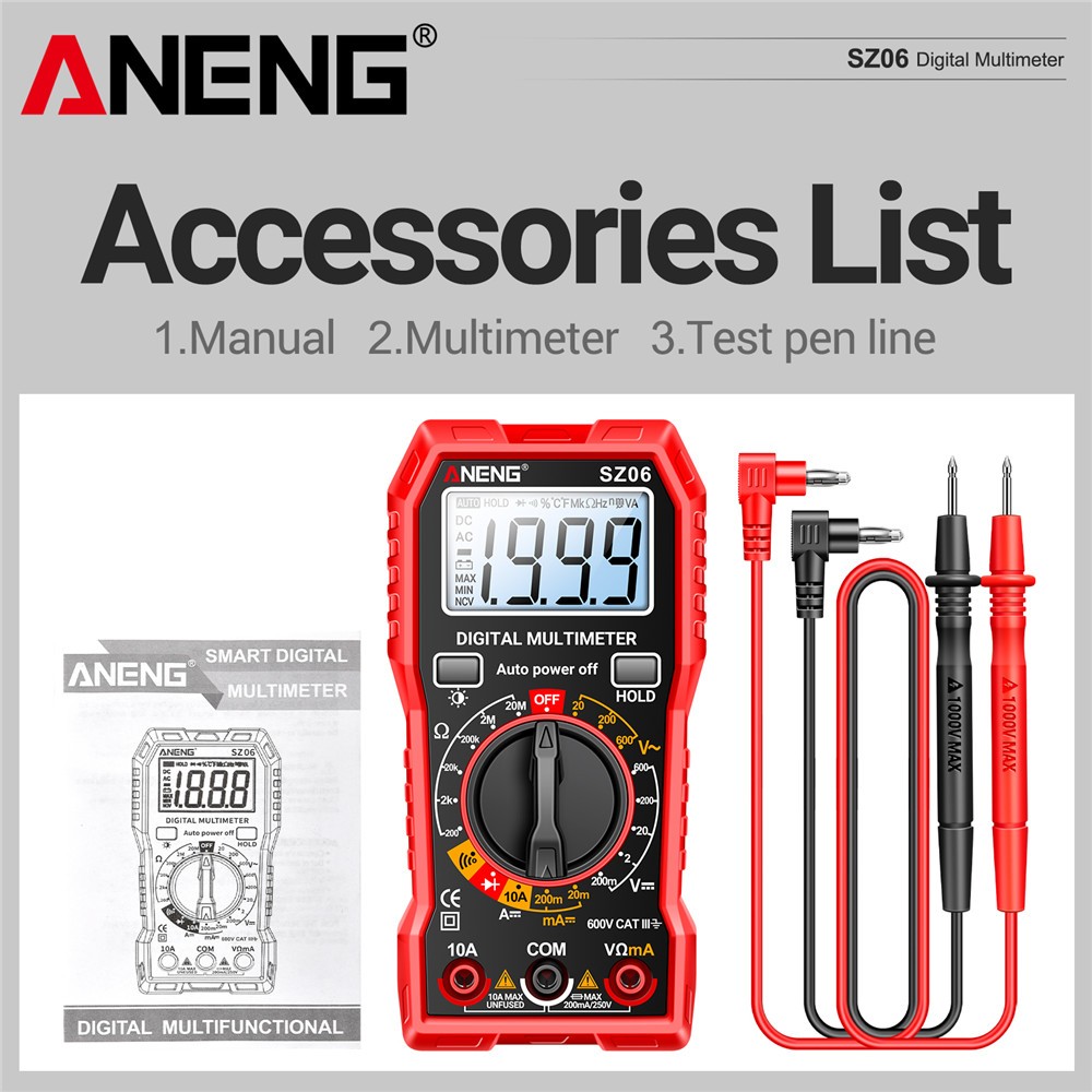 Digital Multimeter Tester AC DC Volt Ohm Amp Clamp Meter Auto Range LCD Handheld