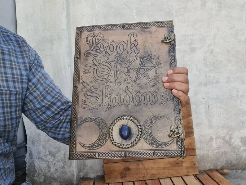 Book Of Shadows, Leather Grimoire, Leather Journal, Magic Book, Celtic journal