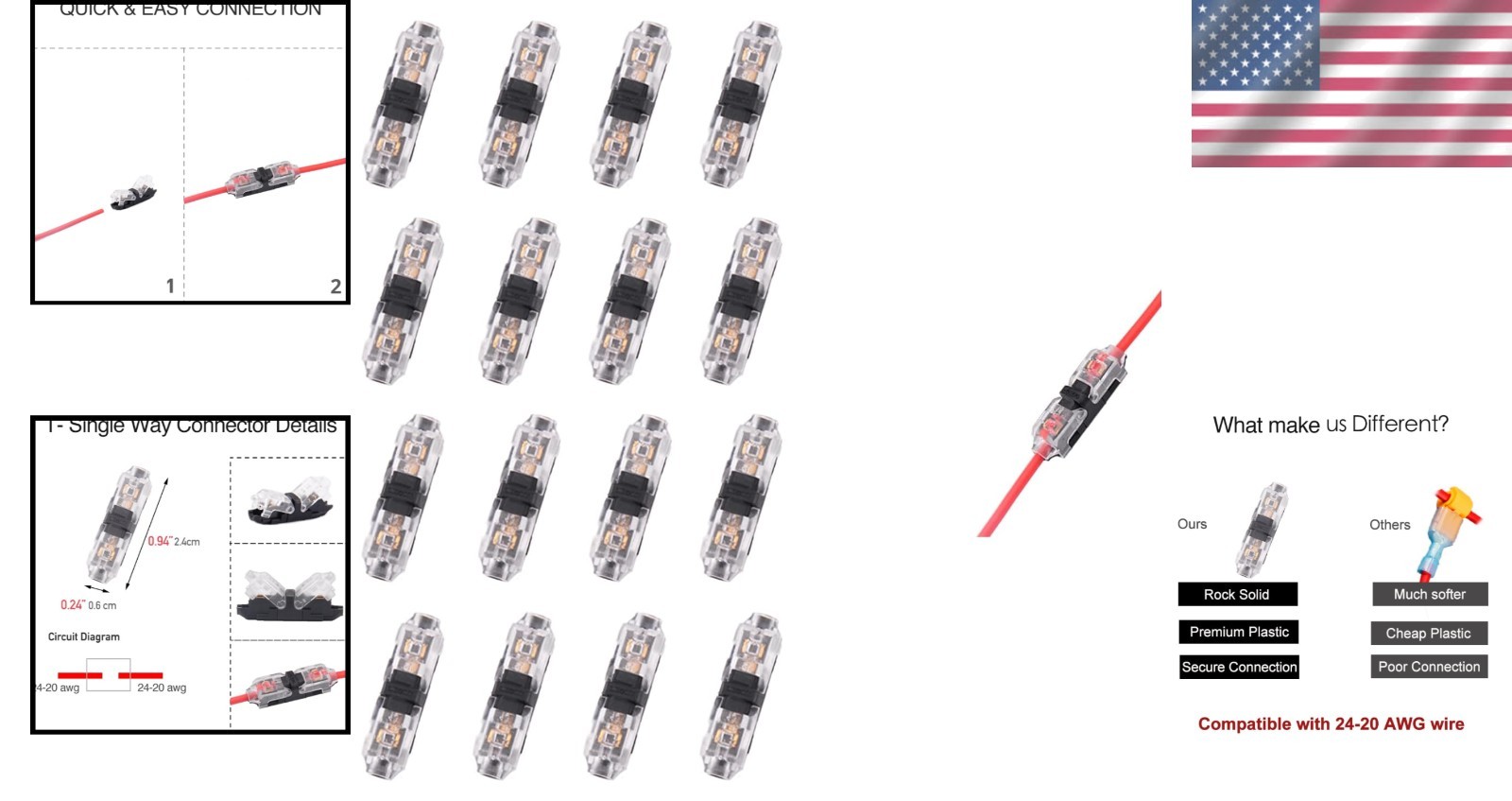 16 Pack Low Voltage Wire Tap Connectors – Durable Copper & Plastic Insulation