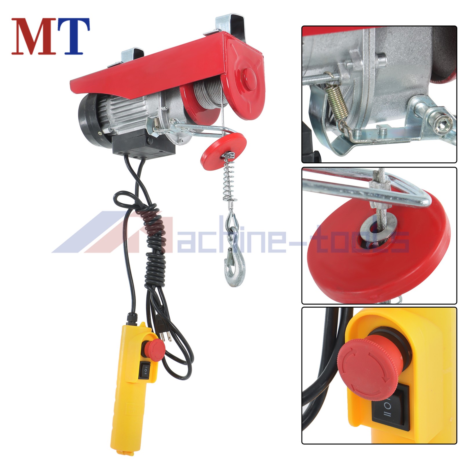 Electric Hoist, 110V 440lbs/200kg Winch with 6.6ft Remote Control Height 20-40ft