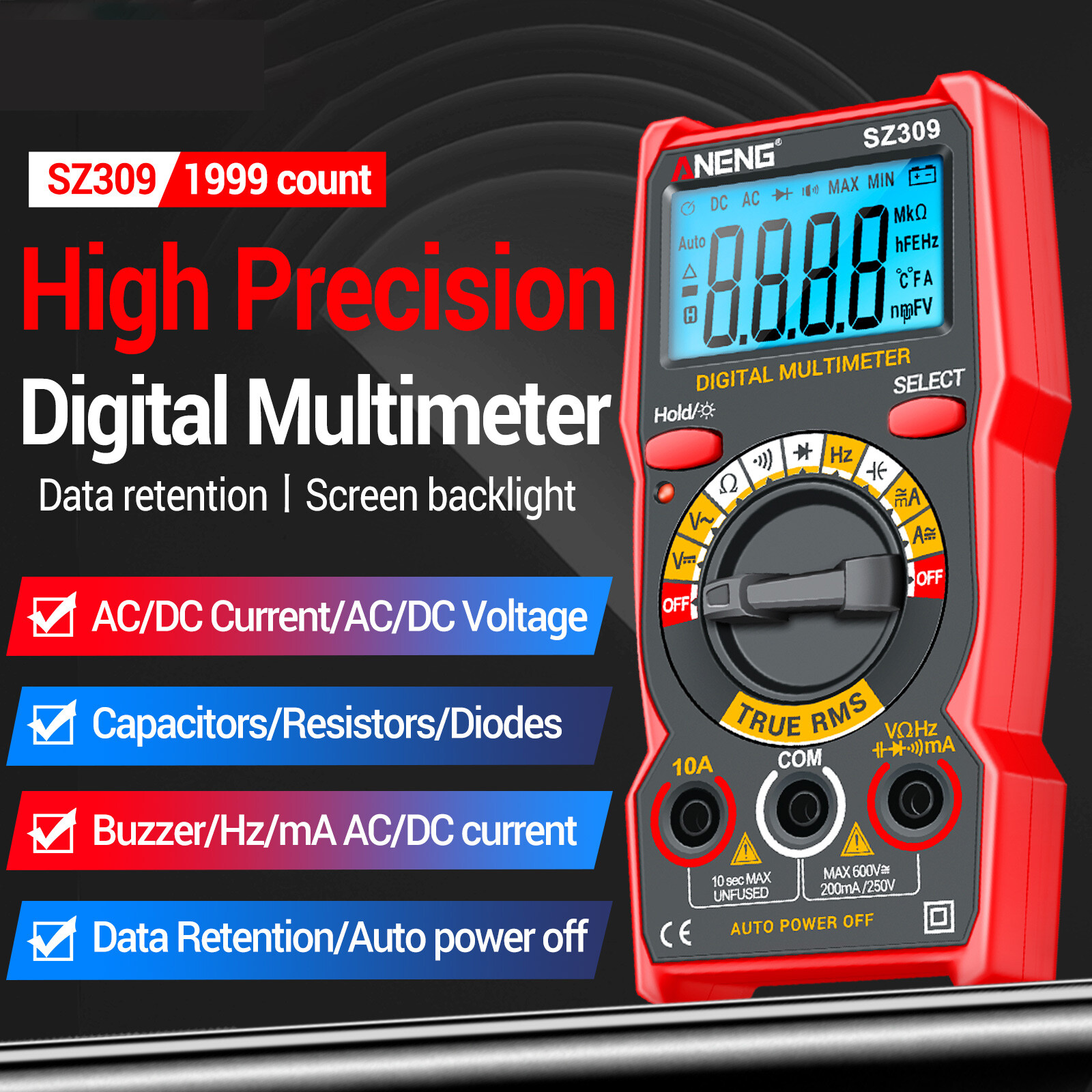 SZ309 Multimeter 1999 Count High Electrical Tester R4I4