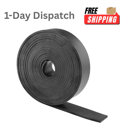 Neoprene Rubber Strip 1in x 1/8in x 10Ft Solid Gasket Seal Black