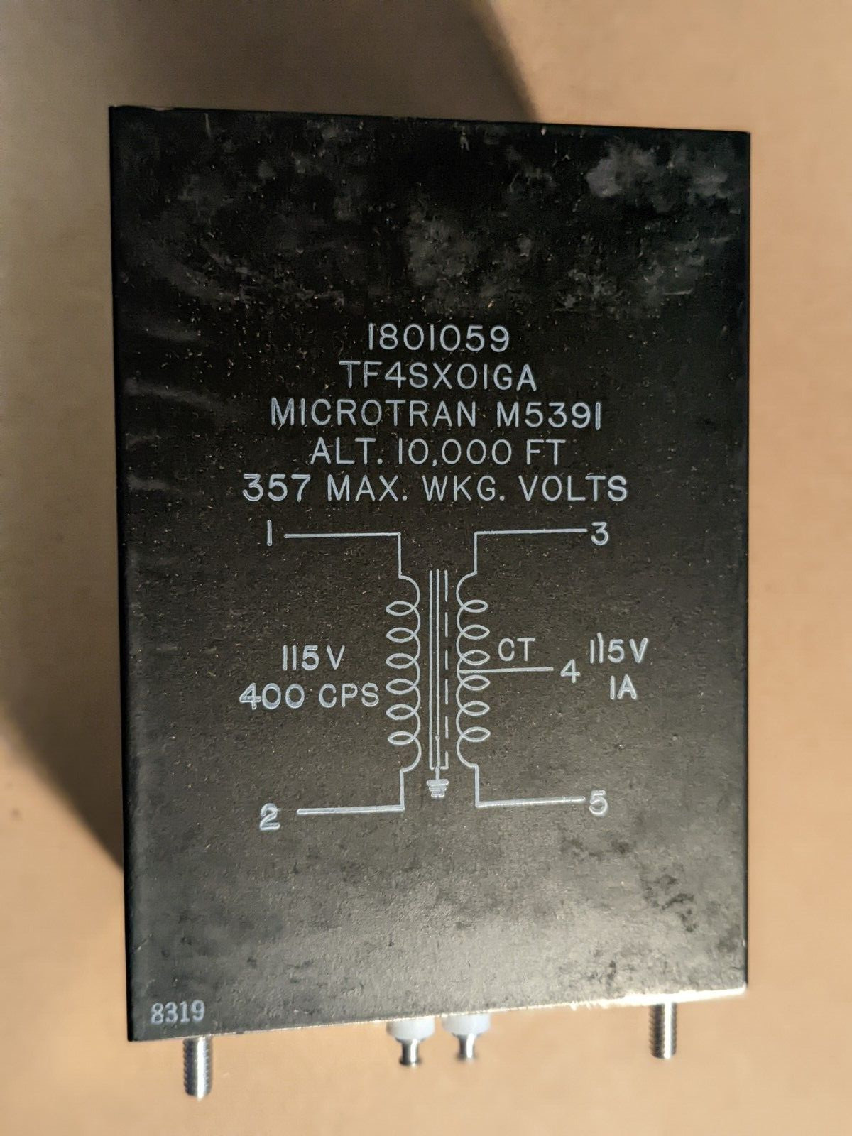 NOS Microtran 400Hz TF4SX01GA Transformer – 5950-01-285-7226 – 4″ X2.75″X2.5″