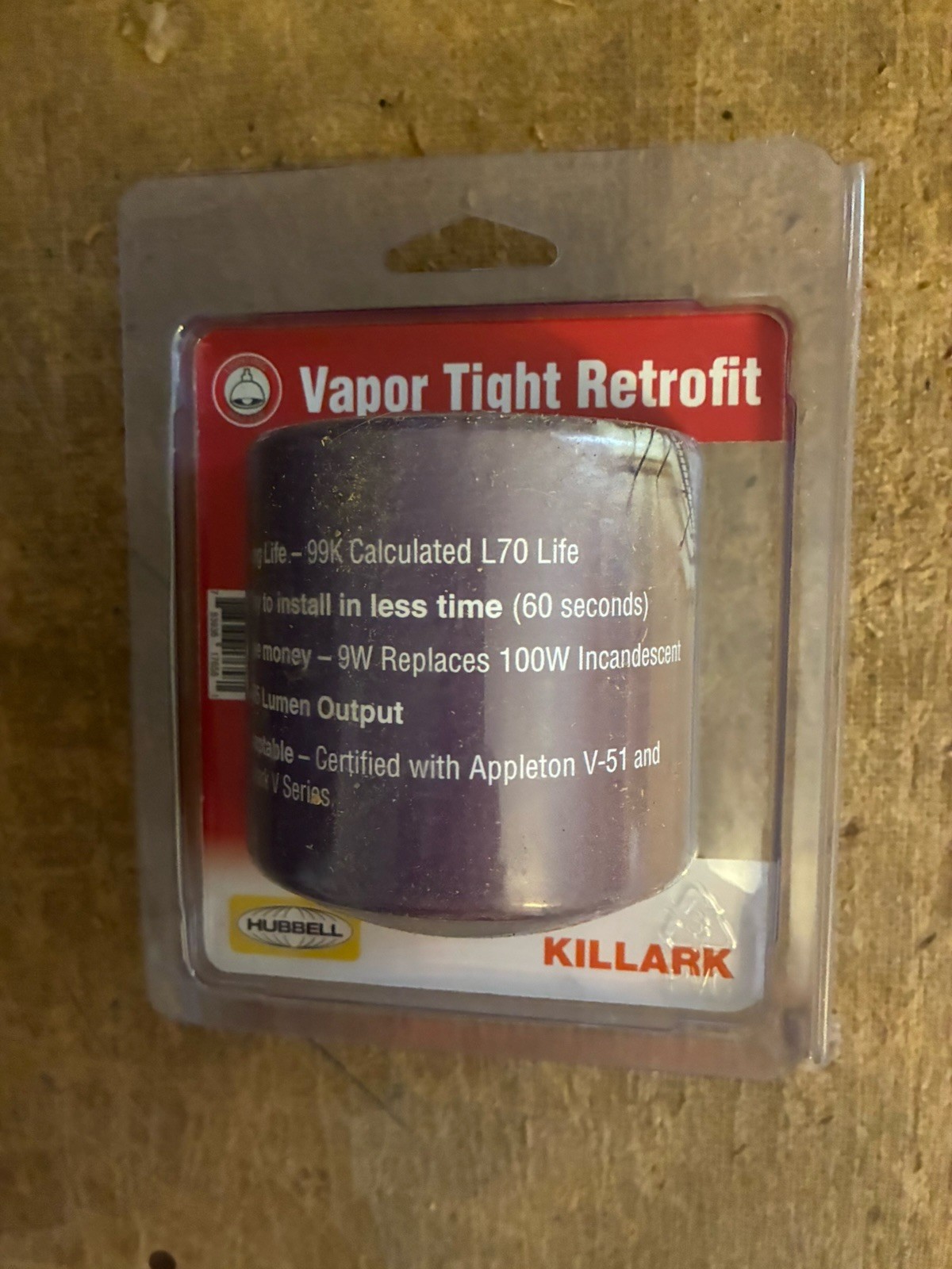 KILLARK VTR-1 JELLY JAR LED VAPOR TIGHT RETROFIT,1085 LM,120VAC HUBBELL