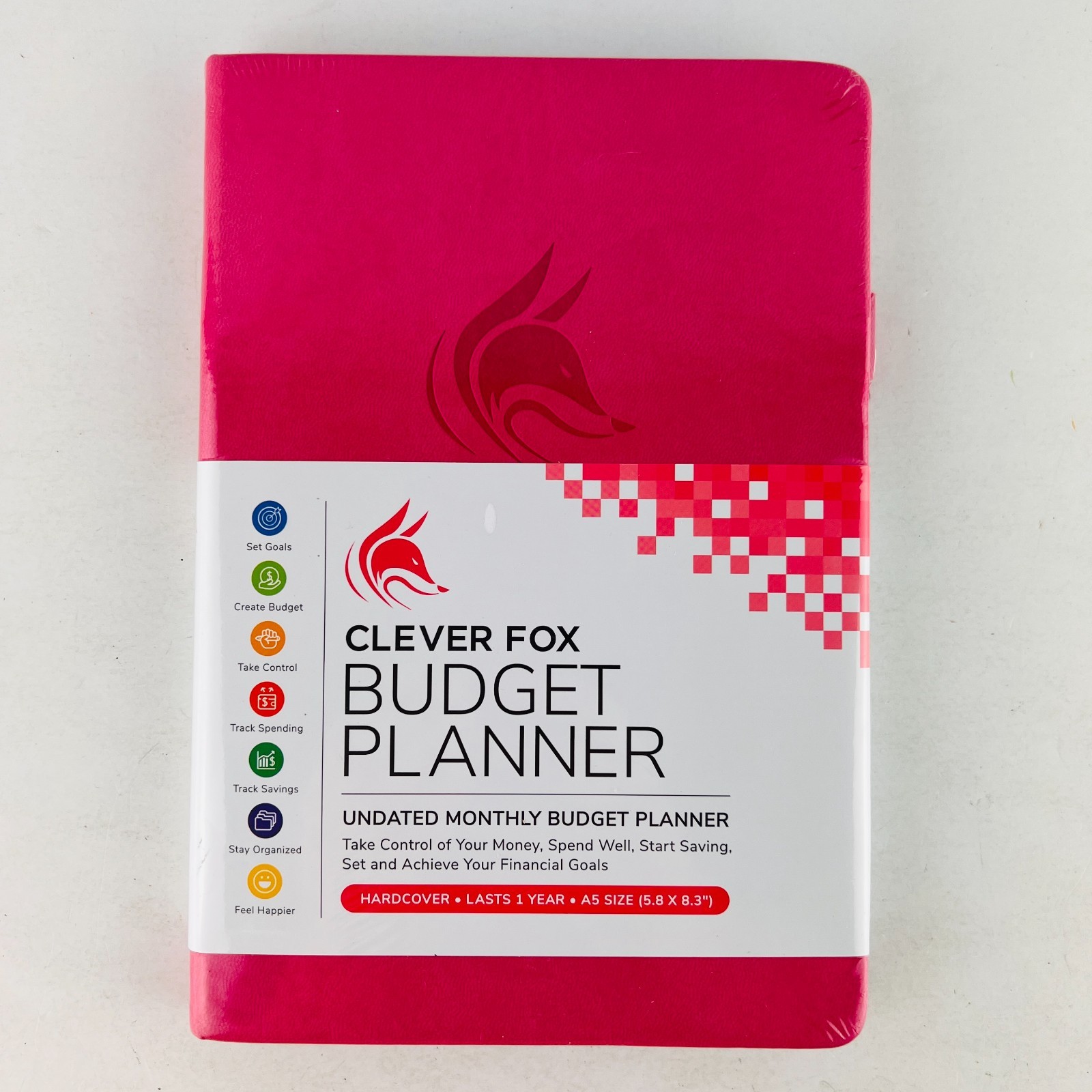 Clever Fox Budget Planner Pink Leather NEW, Factory Sealed