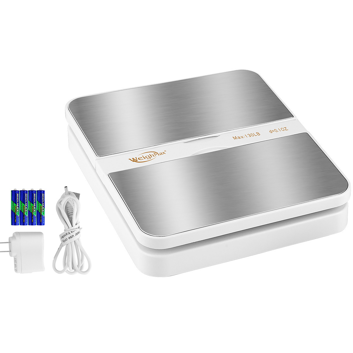 Weighmax 130LB Extended Display Digital Shipping Postal Scale White W AC Battery