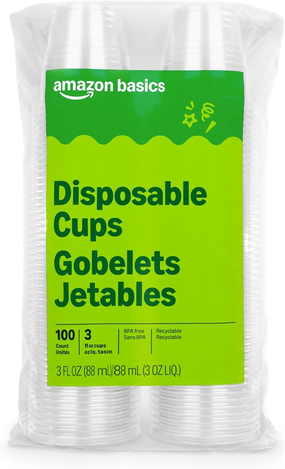 Mini Disposable Clear Plastic Cups, 3oz, 100 Count