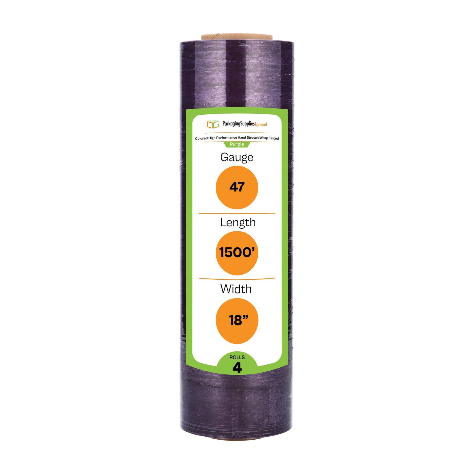Cast Hand Stretch Wrap 18″ x 1500 Ft 4 Rolls Tinted Purple Plastic Shrink Film