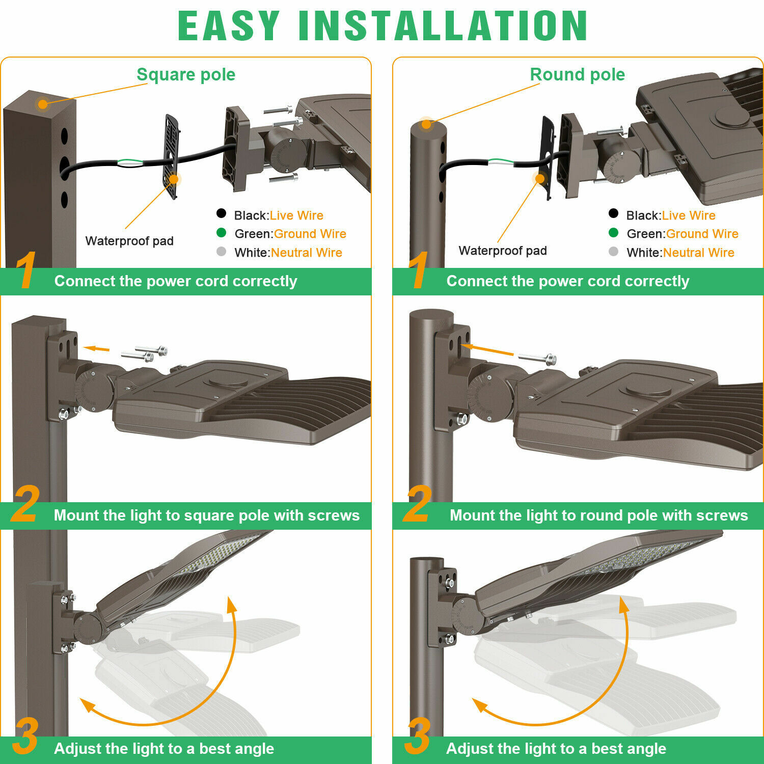 150W Led Parking lot Lights Street Lamp IP65 Shoebox Pole Lights Arm Mount 5000K